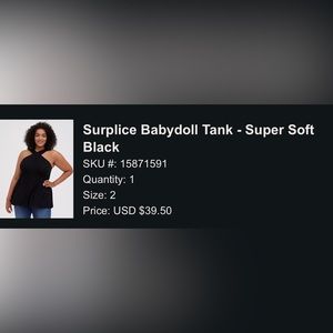❌SOLD❌Torrid Halter Neck Surplice Babydoll Tank Super Soft Black Size 2